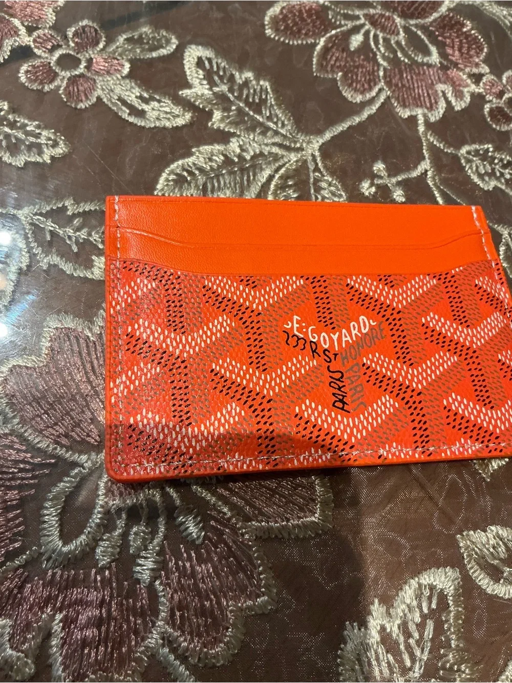 Goyard Orange Chevron Card Holder